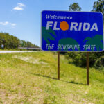 Welcome sign entering the state of Florida southbound from Georgia along Interstate 95.