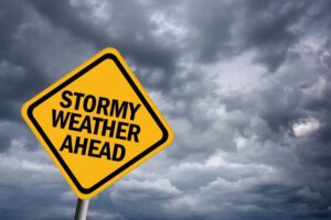 Stormy weather warning sign