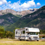 Panoramic view of RV in the mountains
